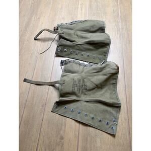 WWII US Army Canvas Leggings 2R Dated 1943 Military Gaiters Original